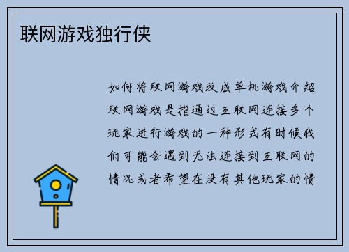 联网游戏独行侠
